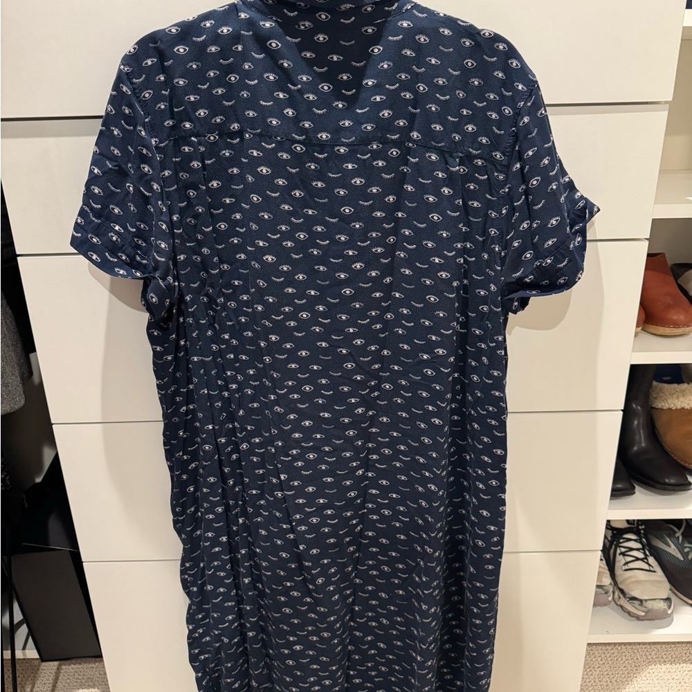 Women’s Navy Blue Shirtdress Eye Print